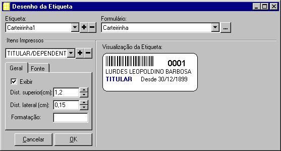 Tela de etiquetas